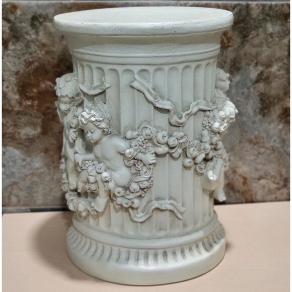 Decorative Column Pillar Plaster Cherub Carving Putti Floral Leafy Motif - Picture 4 of 13